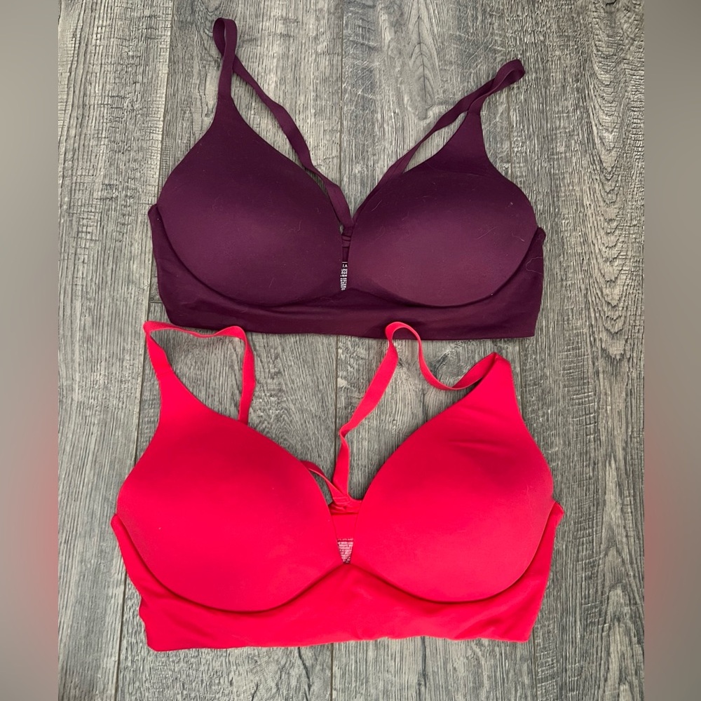 Victoria's Secret Purple and Hot Pink Wireless Bras Seamless Comfort